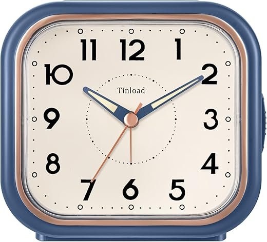 4.5 Vintage Retro Analog Alarm Clock, Super Silent Non Ticking Clock with Manual Light, Snooze, Battery Operated, Simply Design, for Living Room, Bedroom, Bedside, Desk(Blue)
