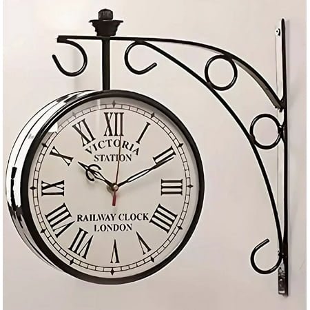 8 Vintage Railway Station Clock Double Sided Station Clock Nautical Railway Wall Clock Home Decorative Wall Clock
