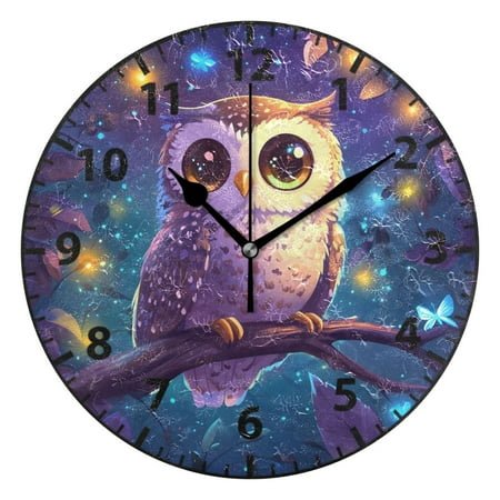 3d Cartoon Style Owl Wall Clock Modern Small Clock Black Hands for Office, Home, Bedroom,School 9.84in