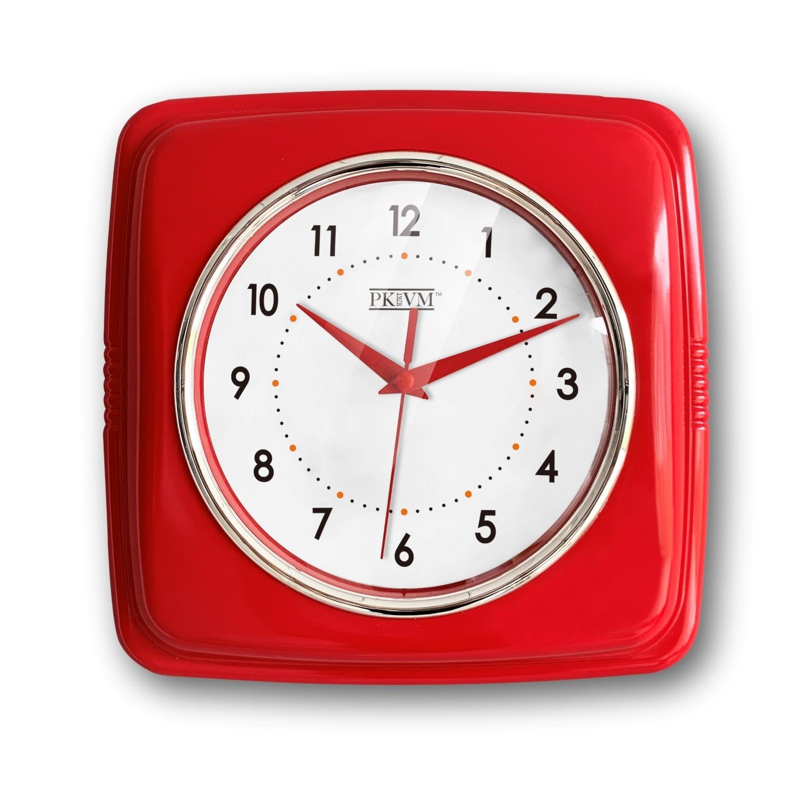 9 inch Retro Red Color Indoor Wall Clock Battery Operated Square Clock. Decor