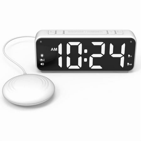 A5 Super Vibrating Alarm Clock + Super Loud Alarm Clock, Suitable for Heavy Sleepers/Deaf/Hard of Hearing, Super Large Display Black
