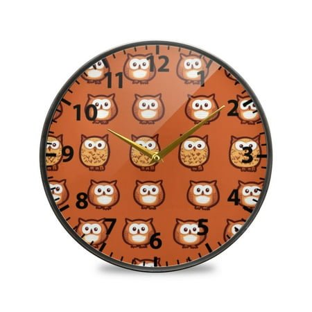 Acrylic Wall and Table Clock Owl Pattern Design 9.5in Modern Decor with Golden Hands