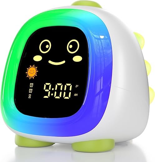 Alarm Clock for Kids, Kids Alarm Clock Ok to Wake Cute Night Light for Bedroom, Toddlers Sleep Training, Dinosaur Gift for Boys Girls Children