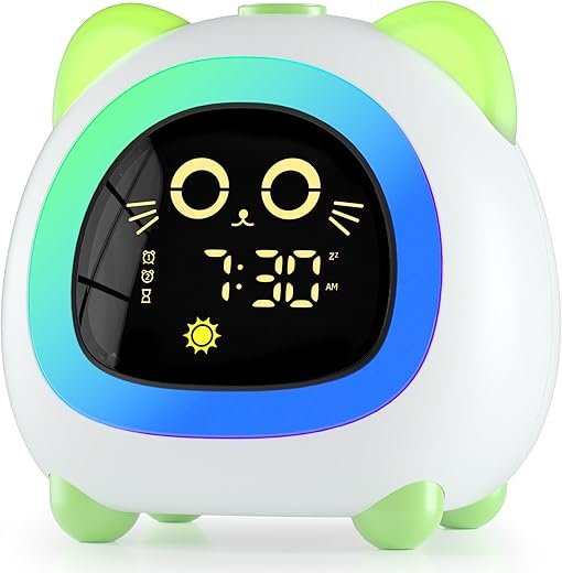 Alarm Clock for Kids, Kids Alarm Clock, Ok to Wake Night Light Clock for Bedroom with Sleep Training, Cat Shaped Gift for Girls Toddlers Children Boys
