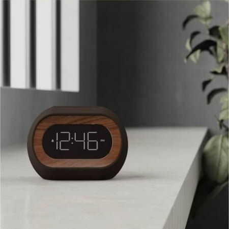 Alarm Table Clock Black - Capello: LED Display, Wood Accent, Modern Bedroom & Bedside Design