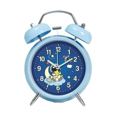Analog Alarm Clock for Kids, 4 inch Non-Ticking Twin Bell Alarm Clock with Backlight, Silent Clock, Battery Operated, for Bedroom, Bedside