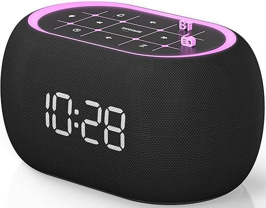 ANJANK Alarm Clock FM Radio with Bluetooth Speaker, Hi-Fi Stereo Sound, 7 Night Light Clolors, 8 Wake Up Sounds, 0-100% Dimmer, 30-Level Volume, Small Digital LED Clock with Auto Time Sync for Bedroom