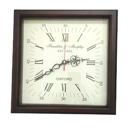 Antique Finish Wooden Wall Hanging Clock Square Shape Vintage