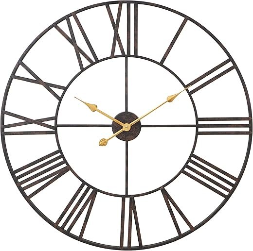 Aspire Solange Round Metal Wall Clock - 30" Dark Brown
