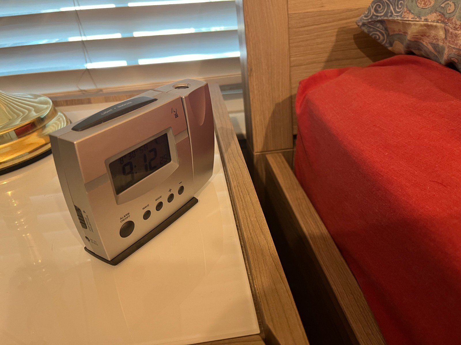 Atomic Bedside Alarm Clock - Press Button to Show Time in Complete Darkness