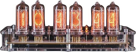Authentic Nixie Tube Clock with Replaceable IN-14 Nixie Tubes, Temperature Sensor, Alarm Clock, High Precision, Made in Ukraine (in-8, Acrylic)