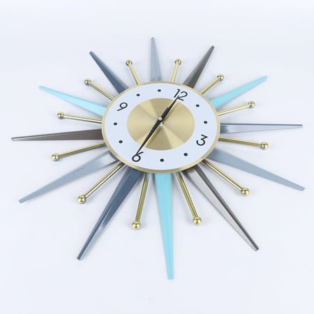 Autrinix Silent Wall Clock, Stylish Blue & Grey Modern Design, Battery Powered Round Clock for Kitchen, Bedroom & Home Office