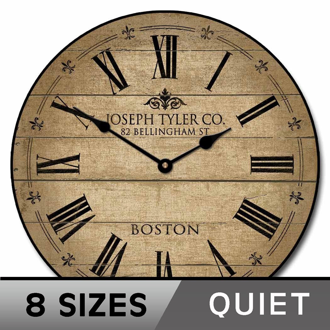 Barn wood Tan Clock, Large Wall Clock, Ultra Quiet, 8 Sizes, Lifetime Warranty