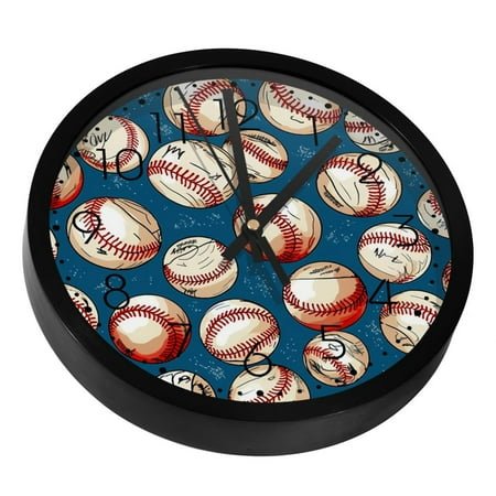 Baseball Silent Wall Clock, Non Ticking Battery Operated 9.8 Inch Wall Clocks for Bedroom Kitchen Home Office School Art Decor