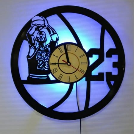 Basketball wall clock led remote control light basketball player vinyl record wall clock dunk basketball home decoration gift