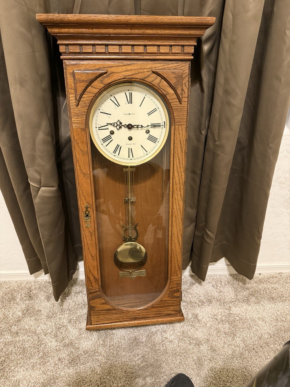 Beautiful Howard Miller Lewis Cherry Pendulum Chime Wall Clock - Model 613-110