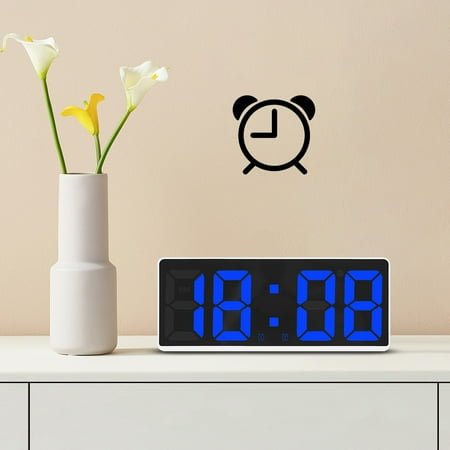 Big Savings karymi Digital Alarm Clock Simples LED Large Digital Display Fashion Alarm Clock Fully Functional Desktop Bedside Study Kitchen Clock White Frame Gifts for Women Apartment Essentials