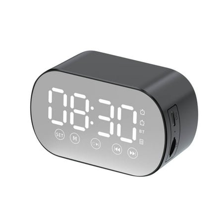 Bluetooth Speaker,Wireless FM Radio Clock,Mirror Alarm Clock,LED Display,Alarm,Bluetooth 5.0,Portable Design,Bedroom Decor,Home Gift Idea,Long Battery