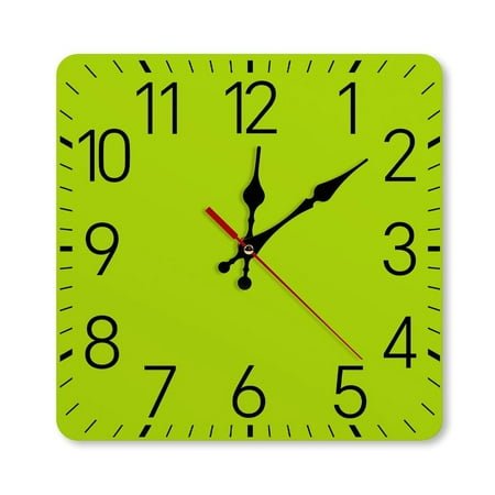 Bright Green Lime Neon Color Wall Clock Silent Non-Ticking For Home Office Decor, Decorative Clock Art