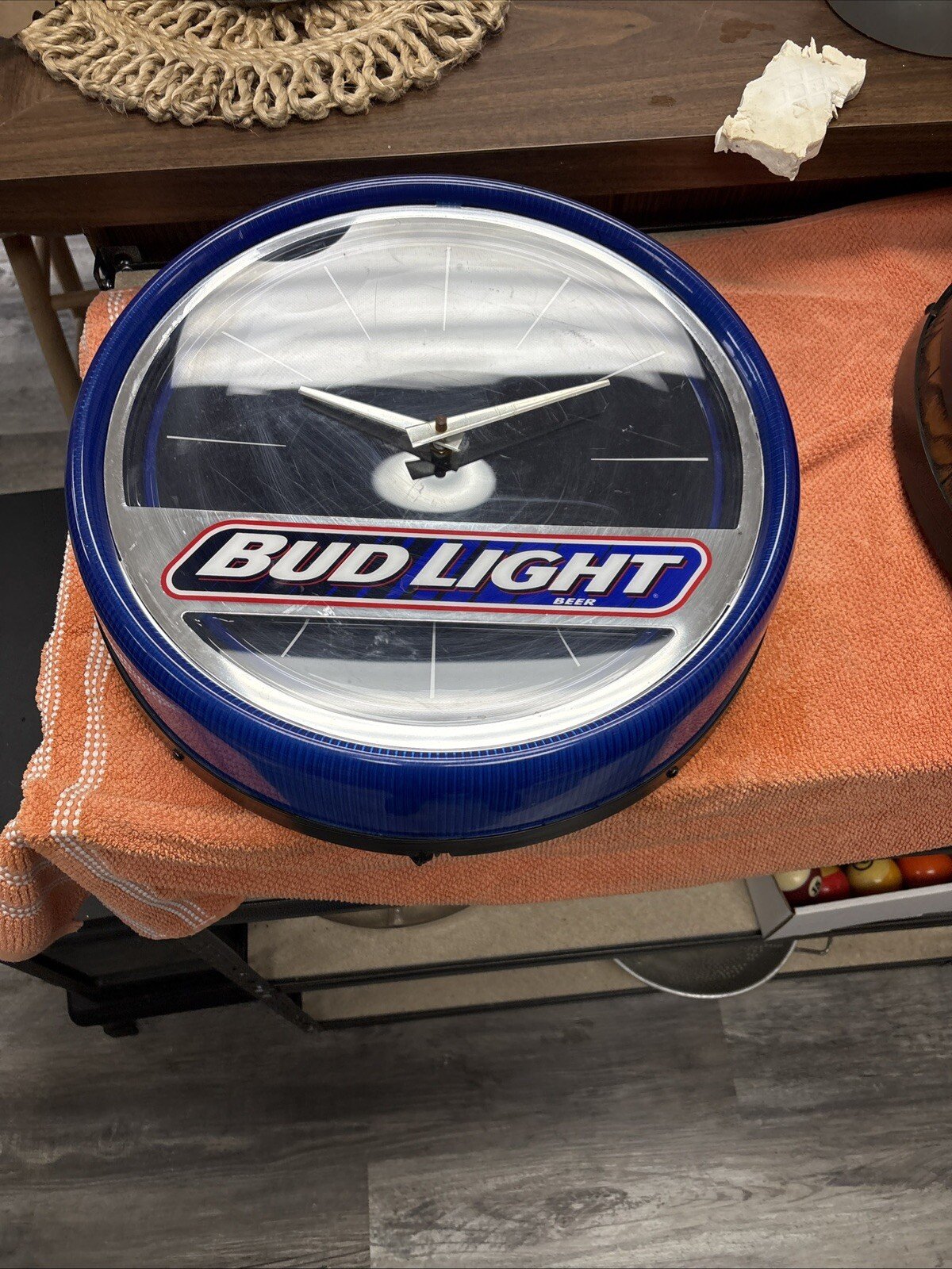 Bud Light fluorescent Wall Clock . Works Neon Look Electric.