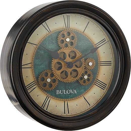 Bulova Industrial Motion Wall Clock, 12.8, Aged Black (C4833)
