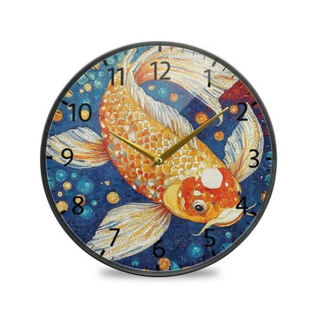 BZSMCE Wall Clock Acrylic Size：9.5*9.5in/11.9*11.9in Radiant Koi Design Pattern Clock