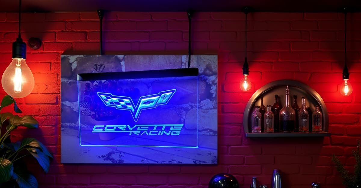 Car shop LED Neon Sign For Corvette Wall Light Wall Decor Light Up Neon Sign Bedroom Bar Party Christmas Wedding Night Light 12x8 Inch