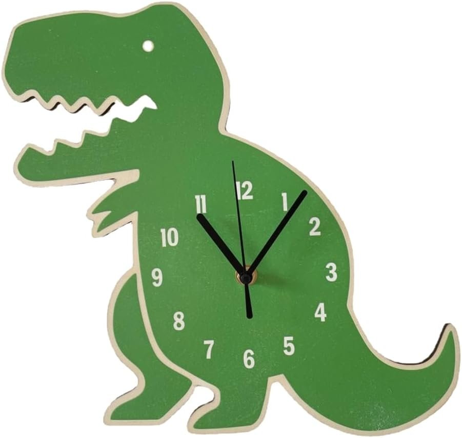 Cartoon Wall Clock Children Bedroom Silents Clock Dinosaur Clock Decorations