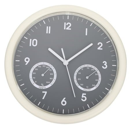 CATIEBYE Simple Design Plastic Wall Clock with Thermometer and Hygrometer