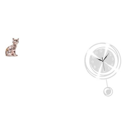 Cat Statue Wall Clock Desktop Figurine Ceramic Material for Home Office Living Room Shelf Decoration Modern Style