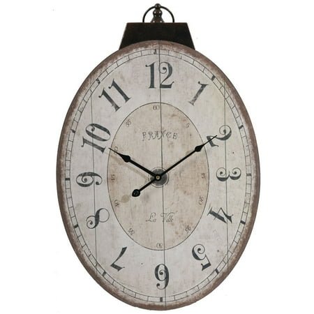CC Home Furnishings 29 White and Black Thaddeus Oval Wall Clock