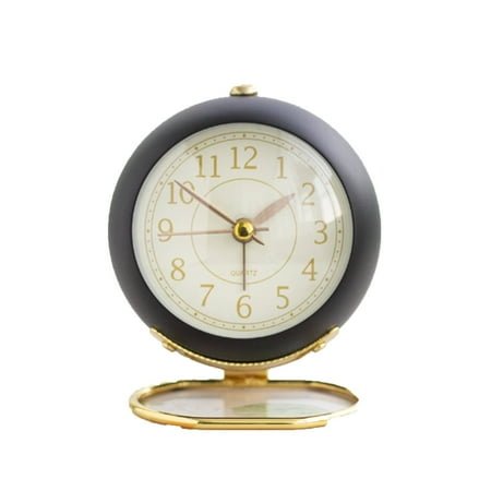 CCOCC Tabletop Clock,Silent Arched Glass Table Clock with Nightlight,Gold-Plated Desk Clock for Bedrooms and Offices