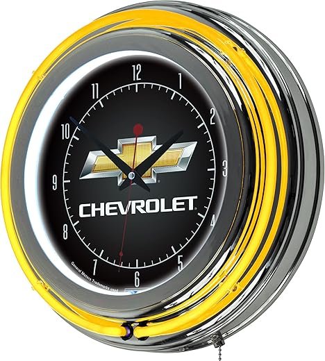 Chevrolet Chrome Double Ring Neon Clock, 14
