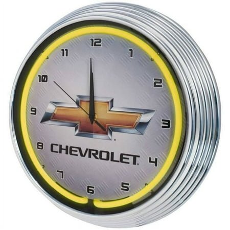Chevrolet Gold Bowtie Yellow Neon Wall Clock, 15-Inch – 8CHVYY