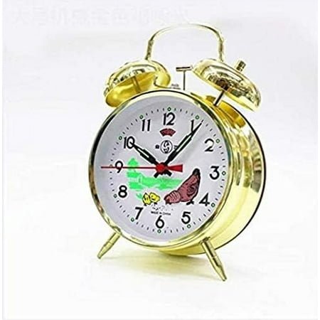 Chicken Vintage Mechanical Wind Up Twin Bell Alarm Clock, Ticking Cartoon Chick Loud Alarm Clock