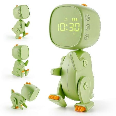 Children's Alarm Clock, Dinosaur Alarm Clock, Rechargeable Learning Alarm Clock with 6 Variable Shape, Night Light Timer