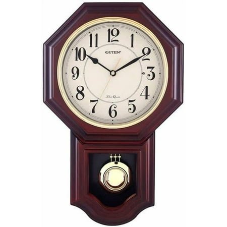 Chiming Wall Clock With Pendulum - Westminster Chimes & Strike Clock, Battery Operated, Faux Wood for Living Room, Office, Home Decor & Gift