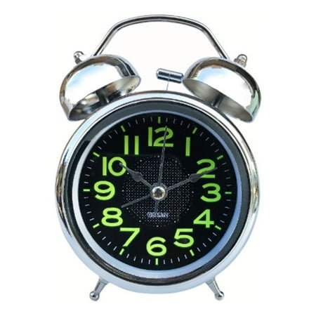 Classic Alarm Clock, Metal Twin Bell Alarm Clock for Heavy Sleepers, 4 Inches, Old Fashion Style for Adults, Student, Wind-Up Timer for Bedroom and Home Decoration (Silver)