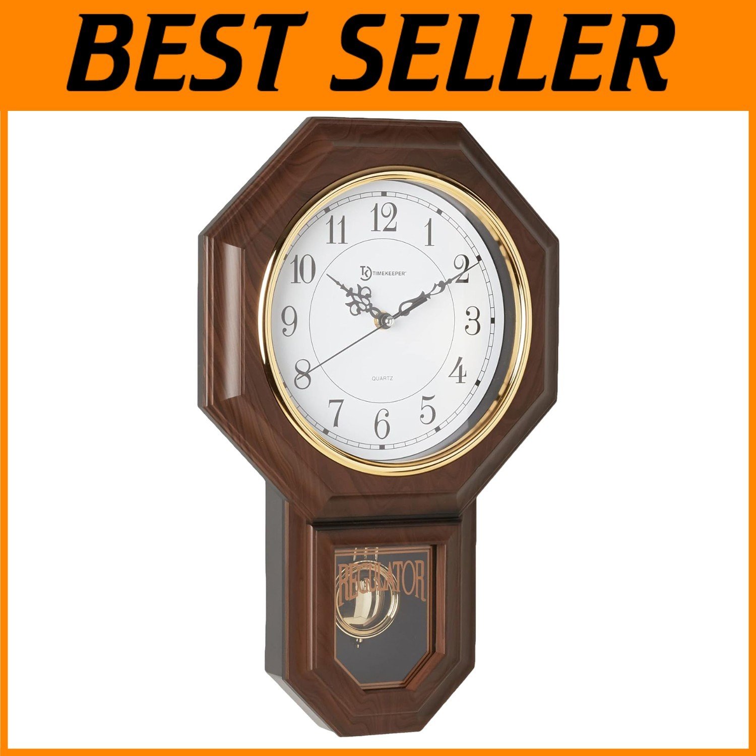 Classic Westminster Chime Pendulum Clock in Stylish Walnut Frame - Home & Office