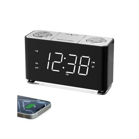 Clock Radio, Alarm Clock with Bluetooth, Large LED Display, FM Radio, Dual Alarm, USB Charging Port, Auto & Manual Dimmer, Snooze, Sleep Timer iTOMA CKS507