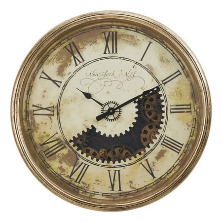 Clocks - 30 Round - Gear Mechanism - Large - Wall Clock - Antique Gold