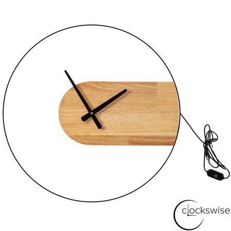 Clockswise 20 Industrial Style Modern LED Wall Clock Wood and Metal Design Round Black Frame Minimalist Contemporary Home Decor Perfect Accent for Office Studio Gym Living Room and Creative Spaces