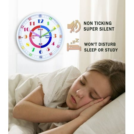 Colorful Teaching Wall Clock,Learning Time,Decorative Clocks,White