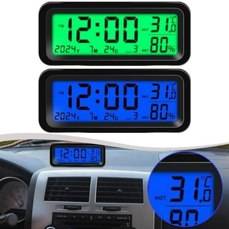 Compact Solar Powered Clock for Vehicle Dashboard with Multi Function Display