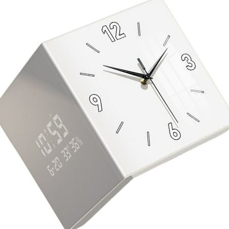 COOLHOOD Double Sided Corner Wall Clock Easy To Read Square Designs Digital Display Wall Clock for Living Room and Office Decors
