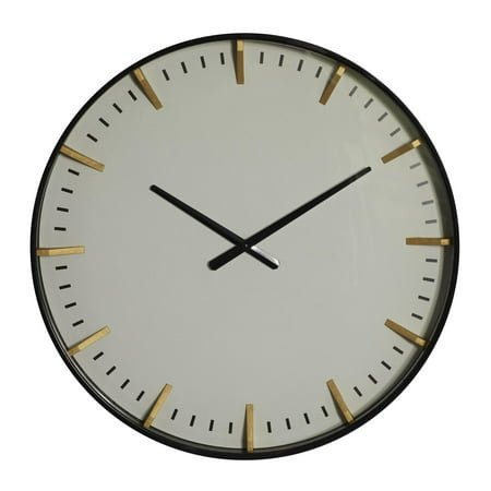 CosmoLiving by Cosmopolitan 20 Black Glass Numberless Wall Clock with Gold Accents