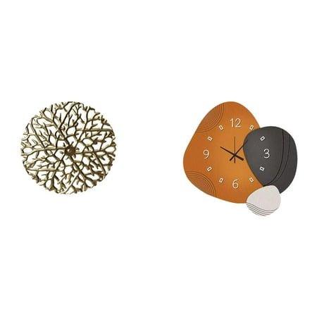 CoudarTitie Rustic Scenic Metal Wall Sculpture and Modern Decorative Clock Art for Office Living Room Bedroom Bathroom Restaurant Home Festival Gift