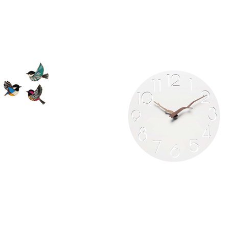 CoudarTitie Wooden Bird Wall Art and Silent Decorative Clock for Garden Study Room Farmhouse Kitchen Office Home Hanging Signs and Wall Decor