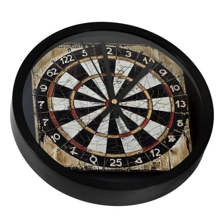 Cracked Dart Board Silent Wall Clock, Non Ticking Battery Operated 9.8 Inch Wall Clocks for Bedroom Kitchen Home Office School Art Decor