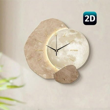 Creative Moon Design Wall Clock, Modern Silent Wall Clock, Decorative Clock for Home Living Room Bedroom Office